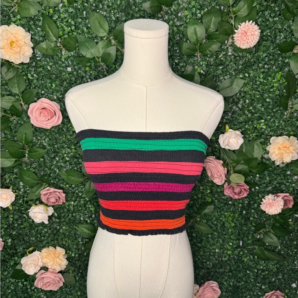 Express Colorful Striped Crop Top